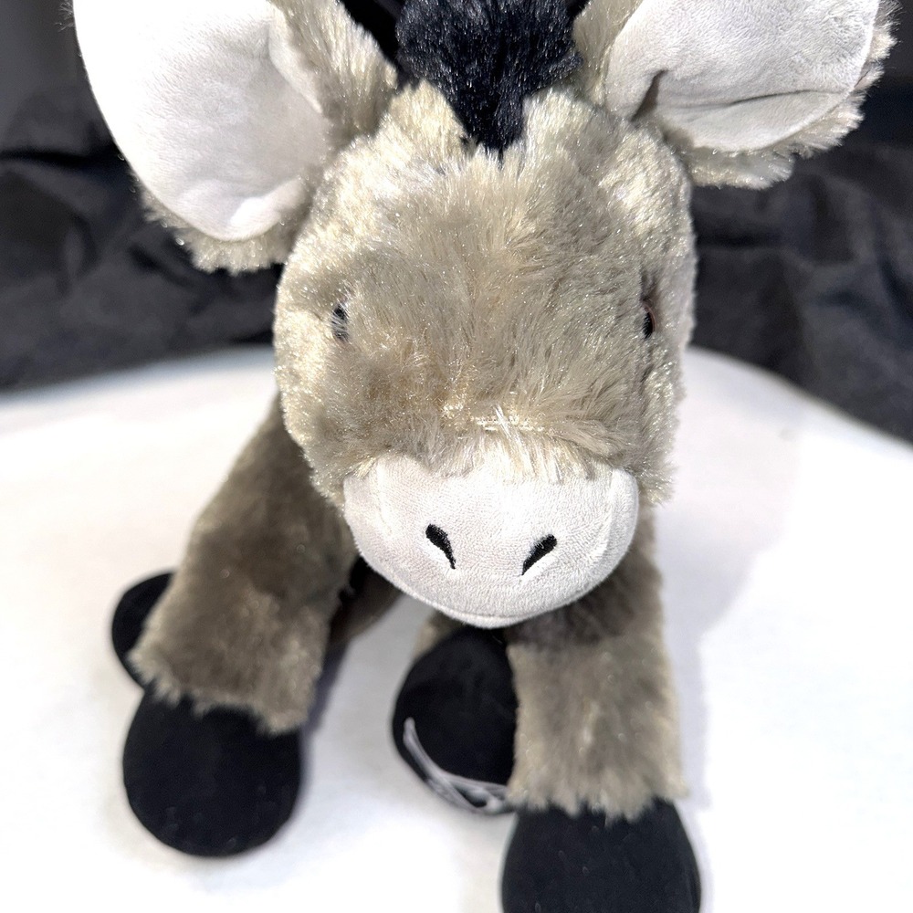 Build A Bear BAB Way Of Lights 2023 Donkey Christmas Plush Smiling Shrine Gray